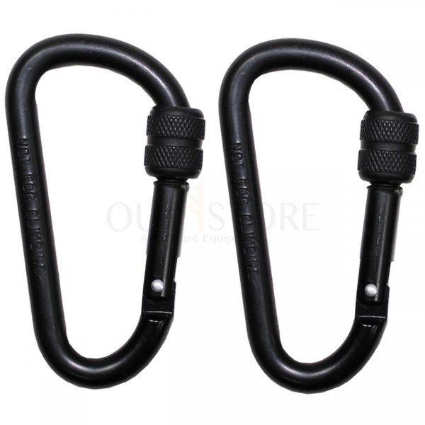 MFH Carabiner Screw Lock 80 mm 2 pcs - Black