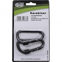 MFH Carabiner Screw Lock 80 mm 2 pcs - Black